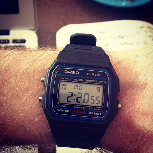 A retro Casio F-91W wristwatch that I just bought.